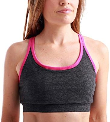 Swoob Women's Piranha Cross-Strap Pocket Sports Bra X-Large CharcoalFuchsia