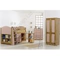 PINE & PINK MIDSLEEPER CABIN BED, WITH CHEST OF DRAWERS, PULL OUT DESK AND BOOKCASE CENTURION PINE