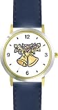 Wedding Bells and Roses Flower WATCHBUDDY® DELUXE TWO TONE THEME WATCH Arabic Numbers Blue Leather Strap Size Large 41BEcM9WIML. SL160 Wedding Bells and Roses Flower WATCHBUDDY® DELUXE TWO TONE THEME WATCH Arabic Numbers Blue Leather Strap Size Large