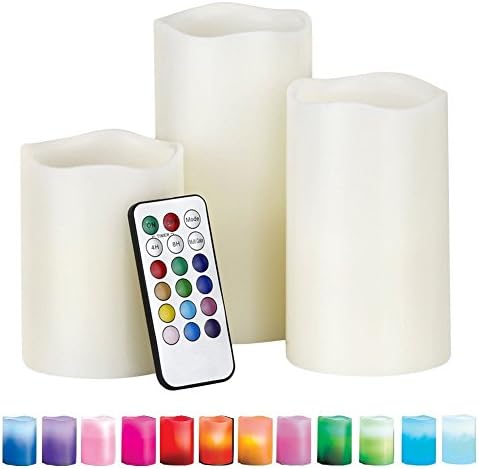 Ekusoft® Mooncandles Fameless Candle Party Birthday Coloured Pillar Candles with Multi Function Remote Control &amp; Timer