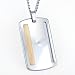 Stainless Steel/14K Bar & Men's Diamond Dog Tag Necklace