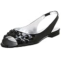 Jessica Simpson Women's Bosco Peep Toe Flat,Black Patent,7.5 M