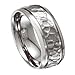 Men's 8mm Hammered Ring in Titanium with Polished Beveled Edges Sizes 7-15