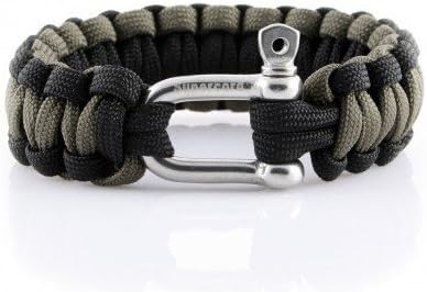 1Pc Retail 550 Paracord Bracelet Paracord Stainless Steel Buckle Bracelet Outdoor Camping Survival Kits Bangle - Olive Green Black