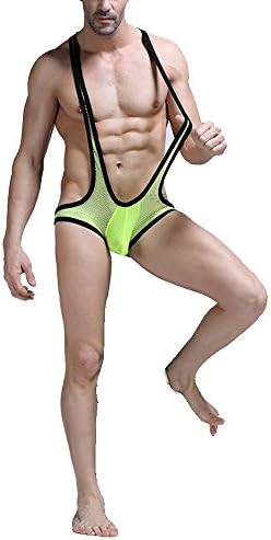 LIANIHK Men's Sexy Lingerie Bodysuit Boxer Briefs Mesh Singlet Underwear