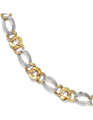 Leslies 14k Two-tone Polished and Textured Fancy Link Bracelet Length 7.5"