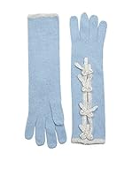 Alice Hannah Guantes de Lana Mini Bow Pearl Long (Azul Claro)