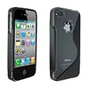 Black And Clear Designer S-Line Silicone Gel Case Cover For Apple iPhone 4S Siri / iPhone 4
