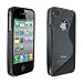 Black And Clear Designer S-Line Silicone Gel Case Cover For Apple iPhone 4S Siri / iPhone 4