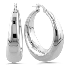 Sterling Silver Large Graduated Basic Hoop Earrings