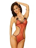 Sexy Red Lingerie Backless Sheer Teddy Cut Out Sides Womens Lingerie