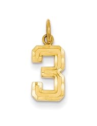 14ky Casted Small Diamond Cut Number 3 Charm