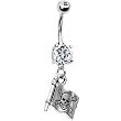 Handcrafted Crystalline Gem Skull Pirate Flag Belly Ring