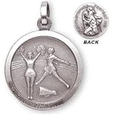 Sterling Silver St Christopher Girls Cheerleader Medal and 20-inch Chain
