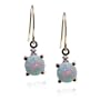 14k Yellow Gold Round Created Opal and Diamond Earrings