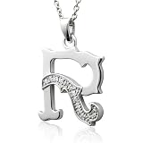 Mens Sterling Silver Alphabet Initial Letter R Diamond Pendant Necklace (HI, I, 0.09 carat)