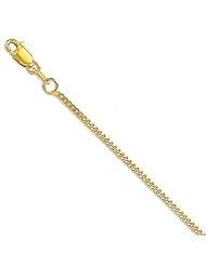 10K Solid Yellow Gold Gourmette Pendant Chain Necklace 22" 1.5mm
