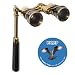 3 x 25 Opera Glass Binocular w/ Built-In Extendable Handle / Black with Gold Trim by HQRP plus Coaster