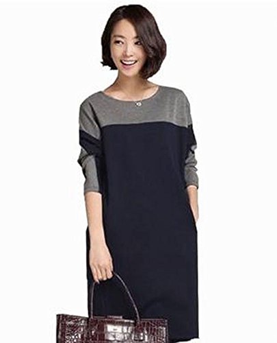 (アール．ウッドシップ)R.Woodship マタニティ ワンピース チュニック レディース ゆったり 楽ちん ワンピ 産後 も 着れる ネイビー × グレー