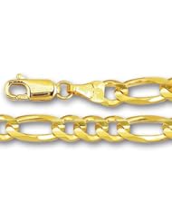 14K Yellow Gold Classic Figaro Chain Bracelet - Width 6.0mm