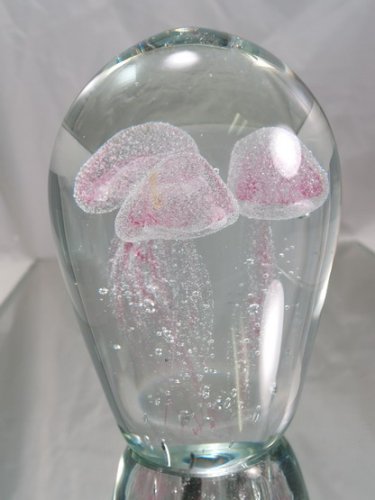 Murano Handcraft Huge 3 Pink Jellyfishs in Glass Art Sculpture