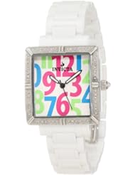 Invicta Womens 10266 Ceramics Diamond Accented White Dial White Ceramic Watch