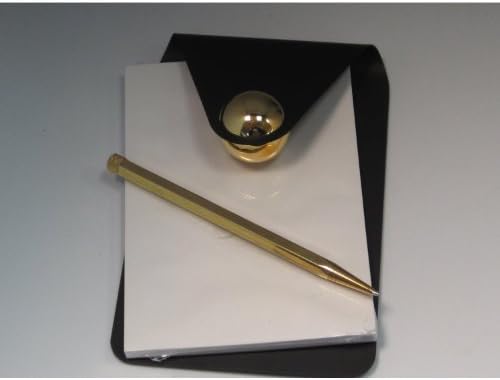 Gold Plated Matte Black Memo Holder with Brass Ball Pen
