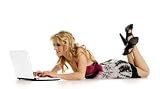 Beautiful Woman with Laptop - 18W x 10H - Peel and Stick Wall Decal by Wallmonkeys
