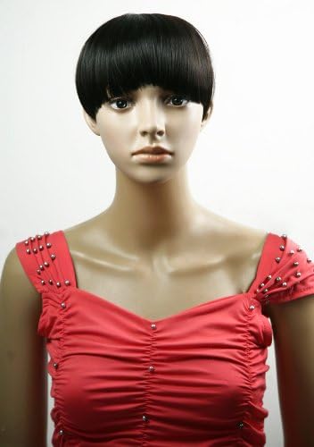 Onedor Clip in Clip on Women Ladies Girls Cute & lovely Neat Hair Bang Hair Extension Hair Piece (1B-Off Black)