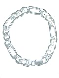 Brilliant! NICKEL FREE! Men's Sterling-silver Italian 9mm Wide Figaro Bracelet