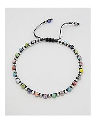 Cotton Waxed Thread Glass Beads Anklet In Zinc