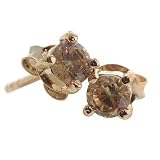Rose Gold Vermeil (24k Gold over Sterling Silver) Champagne cz stone round stud Earrings