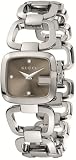 Gucci Women's YA125503 G-Gucci Small Diamond Brown Dial Steel Watch