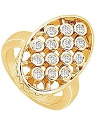 Diamond Oval Ring 14K Yellow Gold - 0.50 CT Diamonds