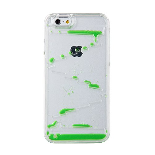 IKASEFU Clear Case for iPhone 6 Plus, Hard Case for iPhone 6 Plus, Liquid Case for Iphone 6 Plus , Funny Case for iPhone 6 Plus,Creative Fun Colorful Liquid Wine High-heel Maze Design Flowing Hard Back Case Cover for iPhone 6 Plus 5.5 inch[2014 Realease](Maze,Green)
