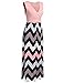 HOTOUCH Women's Patchwork Sleeveless Ruched Waist Striped Chevron Maxi Dress