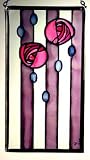 Charles Rennie Mackintosh Art School Roses Larger Pink Panel in Stained Glass