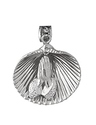 Clevereves 14K White Gold Pendant Two Tone Shell with Praying hands 11.6 - Gram(s)