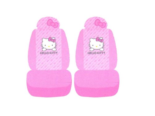 A Set of 2 Official Licensed Universal-Fit Low Back Seat Covers with Separate Headrest Covers - Sanrio Pink Hello Kitty