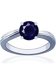 Platinum Round Cut Blue Sapphire Solitaire Ring