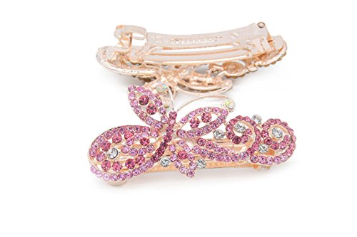 Yeshan Lady Rhinestone Crystal beaded Butterfly Pattern Alloy Hair Barrette Clips