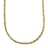 14k Yellow Gold 3.0mm Solid Diamond Cut Rope Chain Necklace, 22