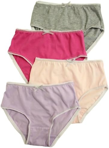 T Cottons Girls Briefs 4 Pack Assorted Colors 100% Cotton Panties - Size 9-10