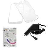 GTMax Transparent Clear Snap On Crystal Cover Case + Clear LCD Screen Protector + Car Charger for T-Mobile HTC MyTouch 3G Slide GSM Cell Phone