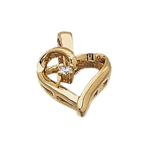 14Kt Yellow Gold Twist Diamond Heart Pendant