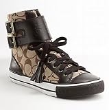 Coach 12CM Signature Fizzle High Top Sneaker Shoes A1551 Khaki Chocolate 6