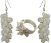 Earrings and Ring Set Silver Rainbow Jewelry (ers046)