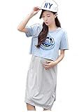 【TPGROWIN】 マタニティ ウェア 授乳服 ワンピース 2枚セット 授乳口付き エレガント 出産 準備 外出着 妊婦服 授乳 楽ちん 部屋着 (L, ブルー)