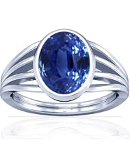 Platinum Oval Cut Blue Sapphire Womens Astrological Ring