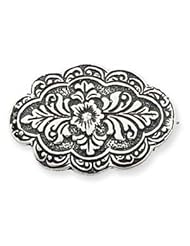 Sterling Silver Antiqued Scalloped Oval Pin